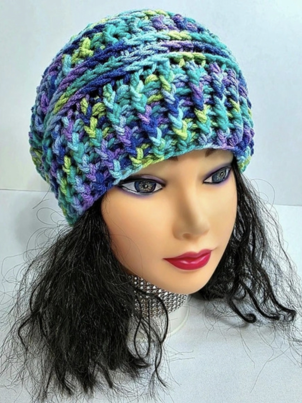 Handmade Crochet Multicolor Knit Pom-Pom- New-One Size